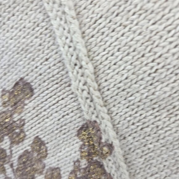 Vintage Calvin Klein Camel Brown Floral Turtleneck Metallic Sweater Medium - Picture 5 of 16